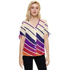 Angles Design Pattern Retro Bow Sleeve Button Up Top by Maspions
