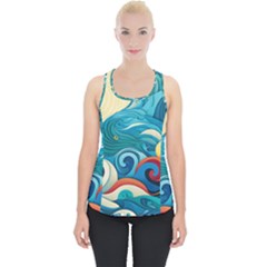 Waves Wave Ocean Sea Abstract Whimsical Piece Up Tank Top by Maspions