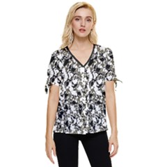 Barkfusion Camouflage Bow Sleeve Button Up Top by dflcprintsclothing