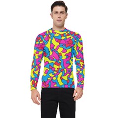 Colorful-graffiti-pattern-blue-background Men s Long Sleeve Rash Guard by designsbymallika