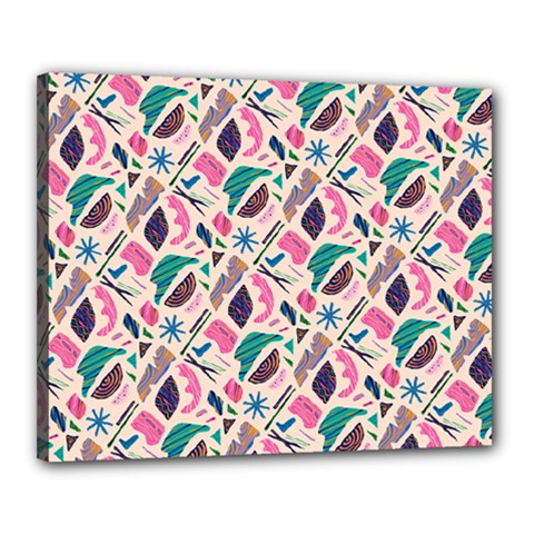 Multi Colour Pattern Canvas 20  X 16  (stretched) by designsbymallika