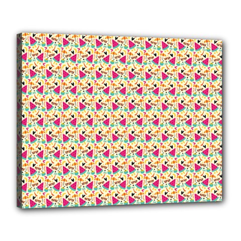 Summer Watermelon Pattern Canvas 20  X 16  (stretched) by designsbymallika