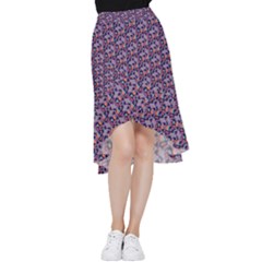 Trippy Cool Pattern Frill Hi Low Chiffon Skirt by designsbymallika