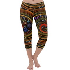 Swirl Vortex Emoji Cyclone Motion Art Capri Yoga Leggings by Paksenen
