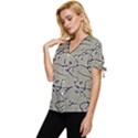 Sketchy abstract artistic print design Bow Sleeve Button Up Top View2
