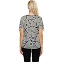 Sketchy abstract artistic print design Bow Sleeve Button Up Top View4