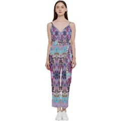 Abstract Kaleidoscope V-neck Camisole Jumpsuit by kaleidomarblingart