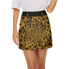 Spiral Symmetry Geometric Pattern Black Backgrond Mini Front Wrap Skirt by dflcprintsclothing