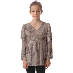 Old Vintage Classic Map Of Europe Kids  V Neck Casual Top by Paksenen