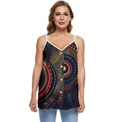 Abstract Geometric Pattern Casual Spaghetti Strap Chiffon Top by Ndabl3x