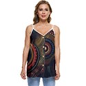 Abstract Geometric Pattern Casual Spaghetti Strap Chiffon Top View1