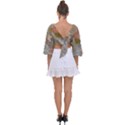 Vintage World Map Tie Back Butterfly Sleeve Chiffon Top View2