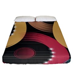 Circle Colorful Shine Line Pattern Geometric Fitted Sheet (queen Size) by Proyonanggan