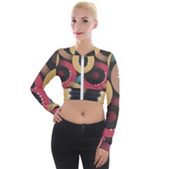 Circle Colorful Shine Line Pattern Geometric Long Sleeve Cropped Velvet Jacket by Proyonanggan