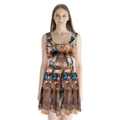 Colorful Model Split Back Mini Dress  by Sparkle