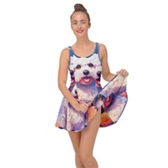 Cute Puppy With Flowers Inside Out Casual Dress by Sparkle