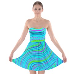 Pattern Swirl Pink Green Aqua Strapless Bra Top Dress by Ndabl3x