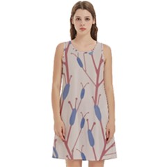 Abstract Pattern Floral Branches Round Neck Sleeve Casual Dress With Pockets by Ndabl3x