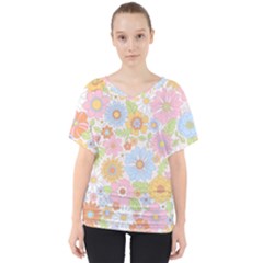 Pattern Background Vintage Floral V-neck Dolman Drape Top by Ndabl3x