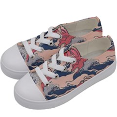 Waves Ocean Sea Water Pattern Rough Seas Digital Art Nature Nautical Kids  Low Top Canvas Sneakers by Bedest