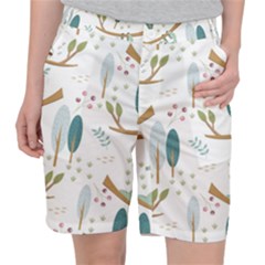 Pattern Sloth Woodland Women s Pocket Shorts by Hannah976
