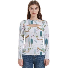 Pattern Sloth Woodland Women s Cut Out Long Sleeve T-shirt by Hannah976