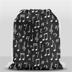 Chalk Music Notes Signs Seamless Pattern Drawstring Bag (small) by Ravend