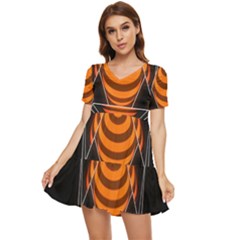 Geometry Tiered Short Sleeve Babydoll Dress by Sparkle