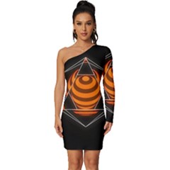 Geometry Long Sleeve One Shoulder Mini Dress by Sparkle