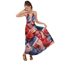 Us Presidential Election Colorful Vibrant Pattern Design  Backless Maxi Beach Dress by dflcprintsclothing