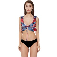 Us Presidential Election Colorful Vibrant Pattern Design  Low Cut Ruffle Edge Bikini Top by dflcprintsclothing