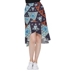 Fractal Triangle Geometric Abstract Pattern Frill Hi Low Chiffon Skirt by Cemarart