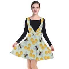 Bees Pattern Honey Bee Bug Honeycomb Honey Beehive Plunge Pinafore Dress by Bedest