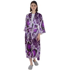 Butterflies Butterfly Insect Nature Maxi Satin Kimono by Proyonanggan