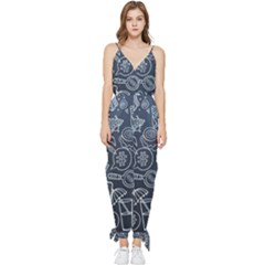 Internet Planet Drink Computer Sleeveless Tie Ankle Chiffon Jumpsuit by Proyonanggan