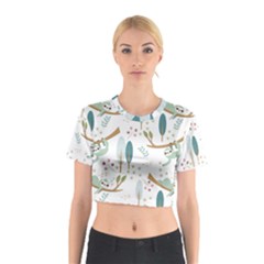 Pattern Sloth Woodland Cotton Crop Top by Hannah976
