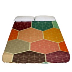 Abstract Hex Hexagon Grid Pattern Honeycomb Fitted Sheet (king Size) by Proyonanggan