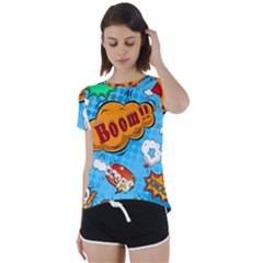 Comical Words Animals Comic Omics Crazy Graffiti Short Sleeve Open Back T-shirt by Bedest