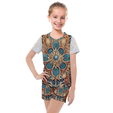 Muster 7 600dpi 12000 Matt Pattern 1 Kids  Mesh T-shirt And Shorts Set by 2607694c