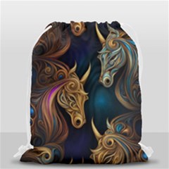 Schwarz Pferde Muster Drawstring Bag (small) by 2607694c
