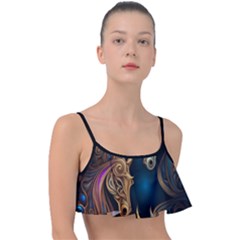 Schwarz Pferde Muster Frill Bikini Top by 2607694c