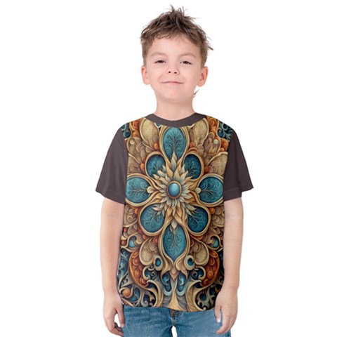 Dunkelbraun Pattern 1 Kids  Cotton T-shirt by 2607694c