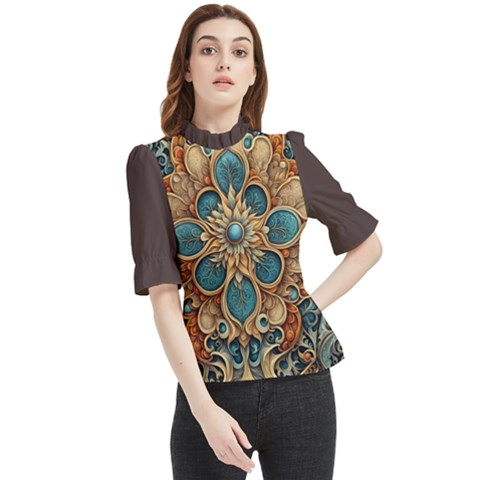 Christmas Greetings Frill Neck Blouse by 2607694c