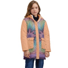 Orange3 Pattern 4 Kids  Hooded Longline Puffer Jacket by 2607694c
