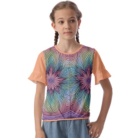 Orange3 Pattern 4 Kids  Cuff Sleeve Scrunch Bottom T-shirt by 2607694c