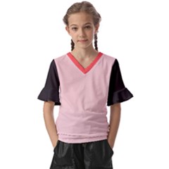4 Farben  Kids  V-neck Horn Sleeve Blouse by 2607694c