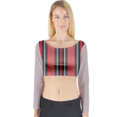 Rosa Grau Streifen Long Sleeve Crop Top by 2607694c