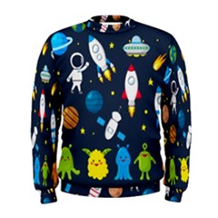 Big Set Cute Astronauts Space Planets Stars Aliens Rockets Ufo Constellations Satellite Moon Rover V Men s Sweatshirt by Bedest