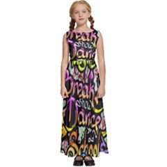 Graffiti Word Seamless Pattern Kids  Satin Sleeveless Maxi Dress by Bedest