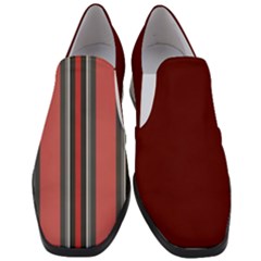 Dunkelrot4 Rosa Grau Streifen Dunkelrot3 Women Slip On Heel Loafers by 2607694c